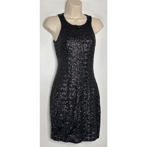 Bailey 44 Womens Knit Sequined Zip Front Mini Tank Dress Black Size XS - Picture 2 of 6